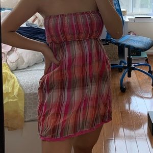 Strapless plaid dress